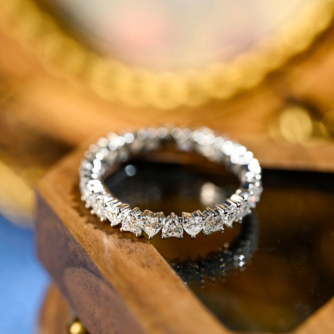 0.75 TCW Heart CVD Diamond Full Eternity Wedding Band - Camila Brown