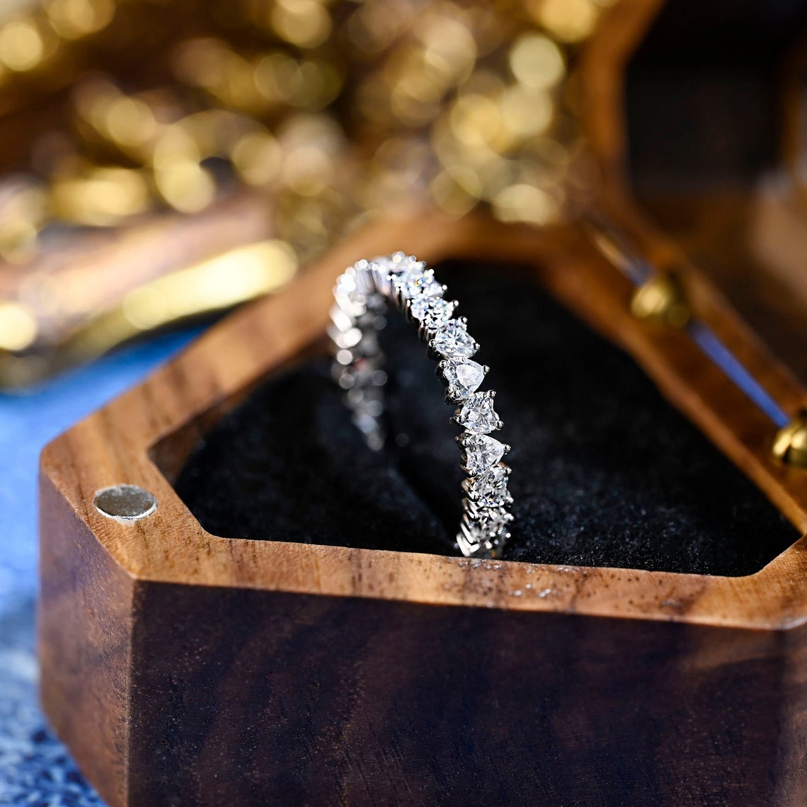 0.75 TCW Heart CVD Diamond Full Eternity Wedding Band - Camila Brown