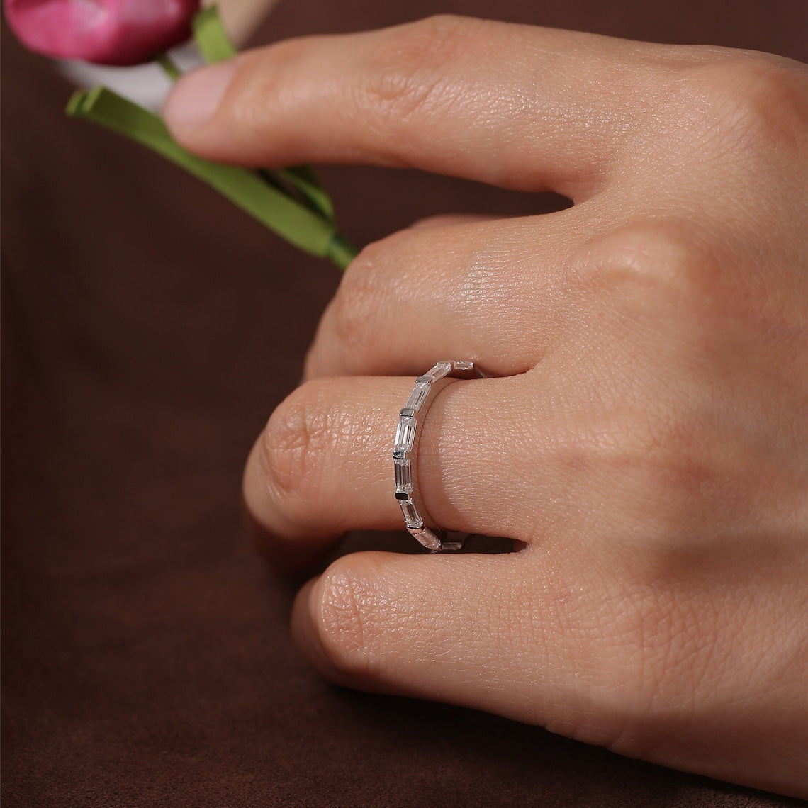 1.50 TCW Baguette CVD Diamond Bar Wedding Band - Camila Brown