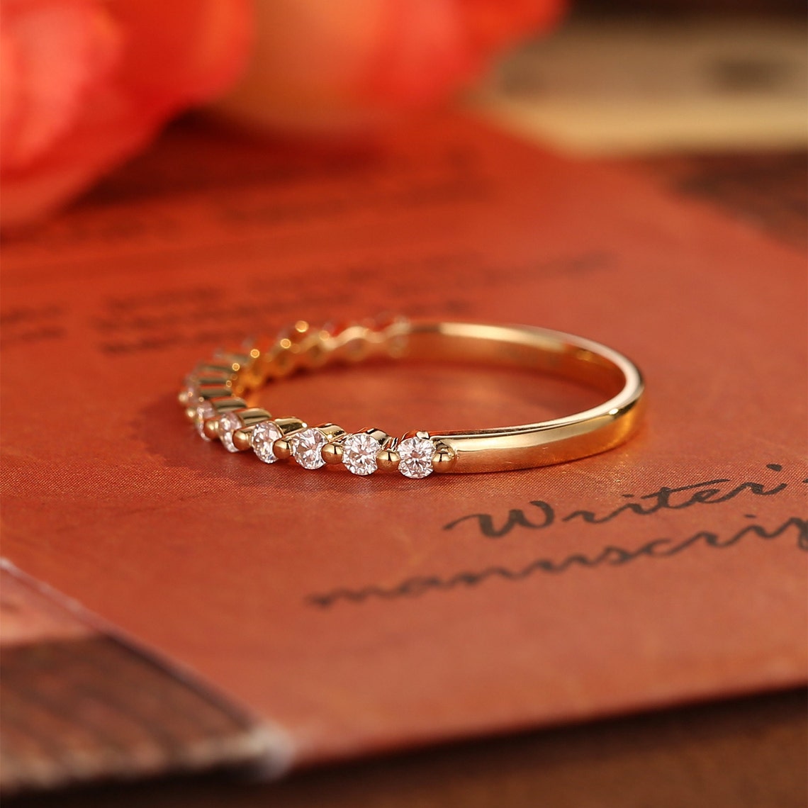 0.20 TCW Round CVD Diamond Minimalist Wedding Band - Camila Brown