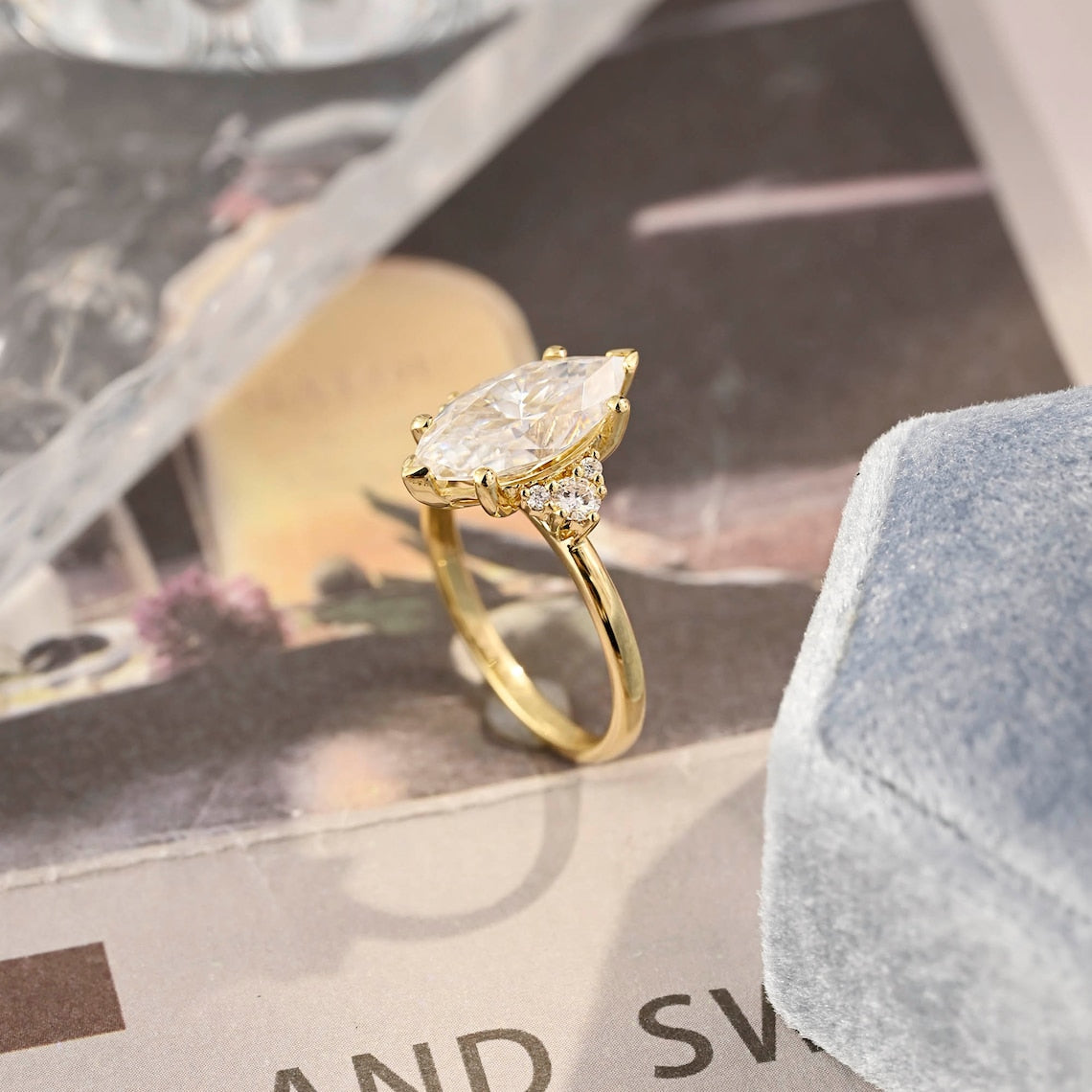 1.0 - 30 CT Marquise F/VS1 CVD Diamond Cluster Engagement Ring - Camila Brown