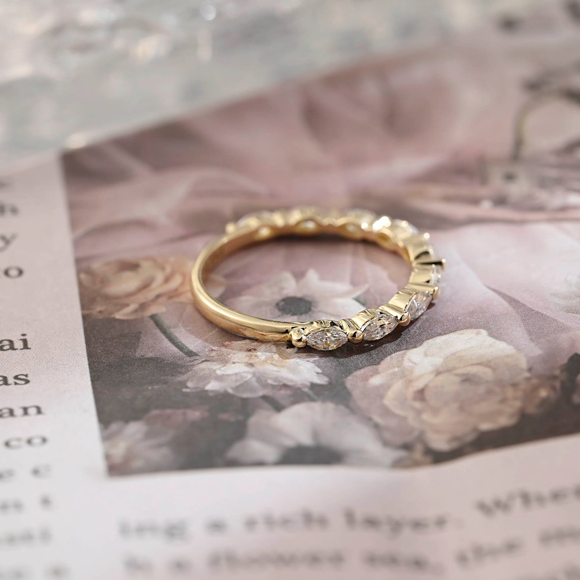 0.25 TCW Marquise CVD Diamond Half Eternity Wedding Band - Camila Brown