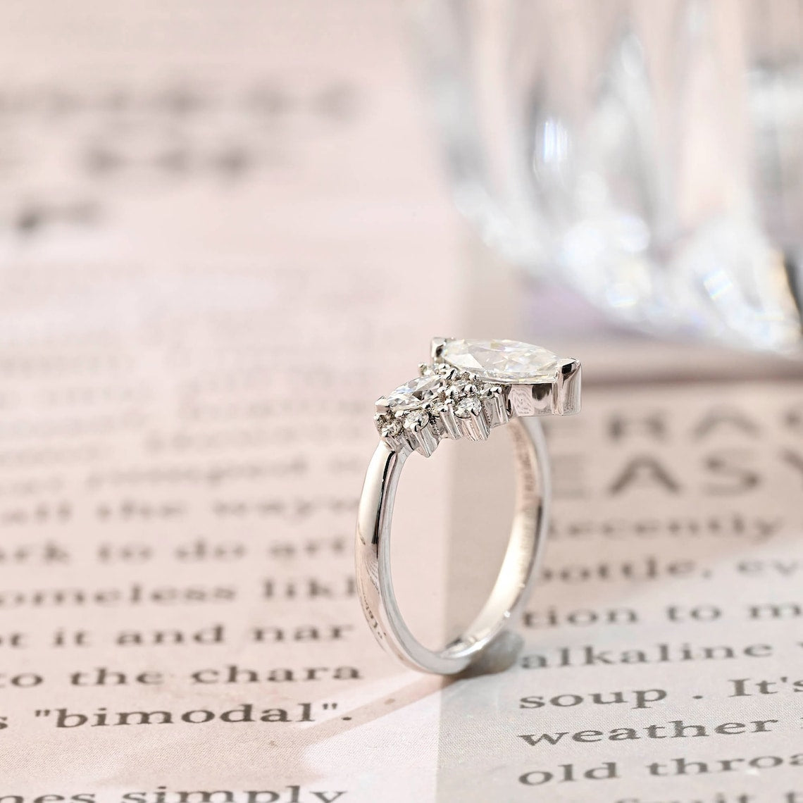 1.0 CT Marquise F/VS1 CVD Diamond Cluster Engagement Ring - Camila Brown