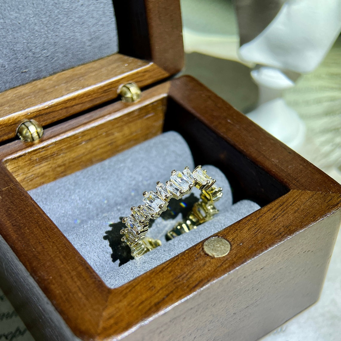 0.50 TCW Octagon Princess & Baguette CVD Diamond Cluster Wedding Band - Camila Brown