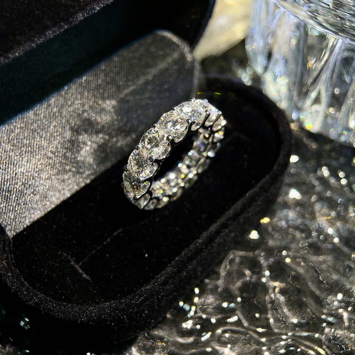 3.0 TCW Cushion CVD Diamond Full Eternity Wedding Band - Camila Brown