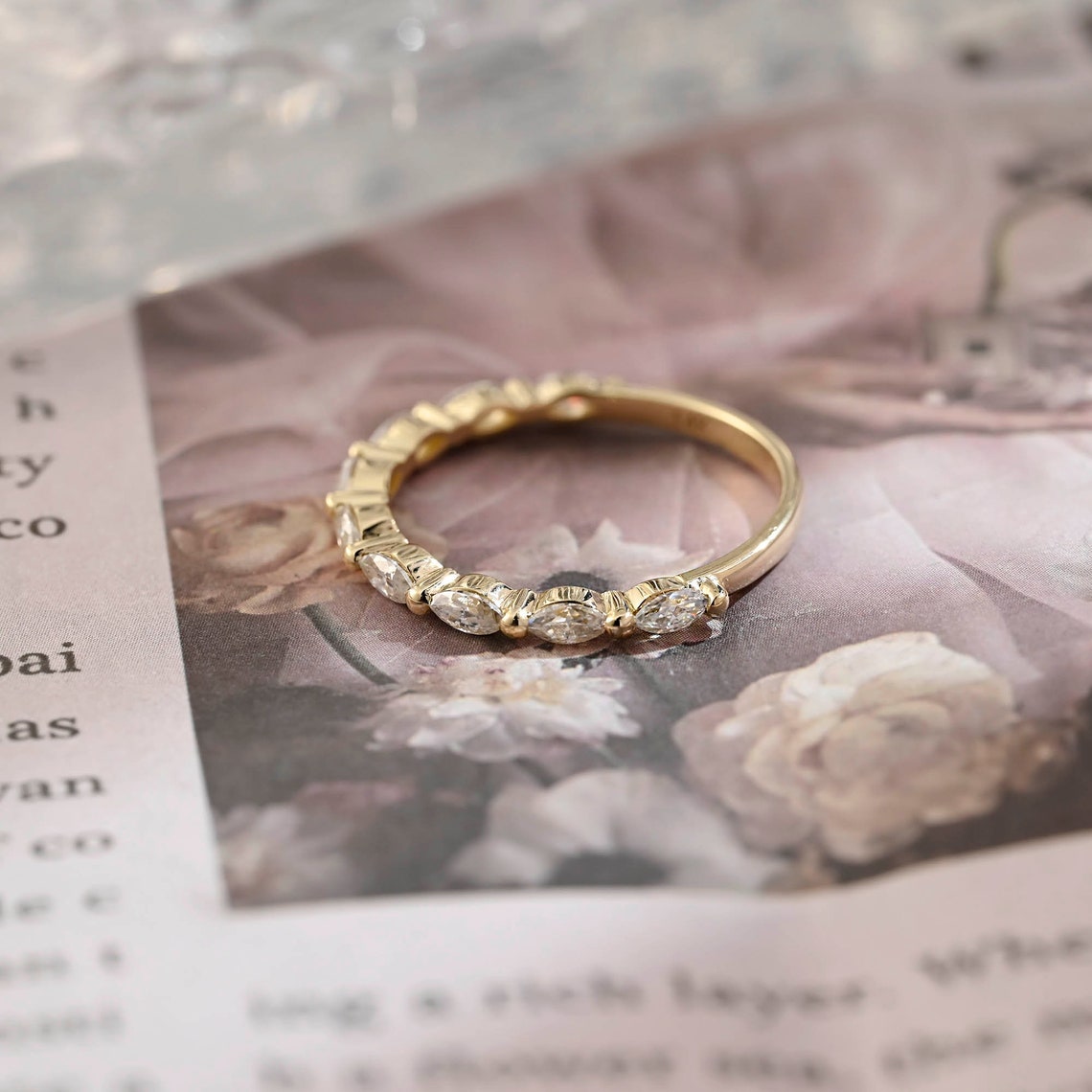 0.25 TCW Marquise CVD Diamond Half Eternity Wedding Band - Camila Brown