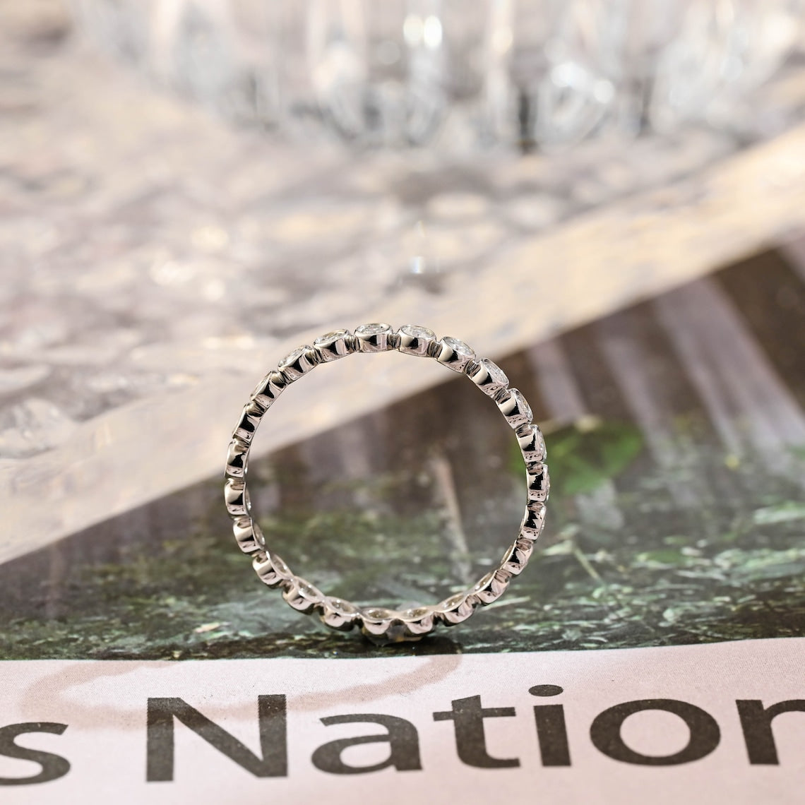 1.0 TCW Round CVD Diamond Bezel Wedding Band - Camila Brown