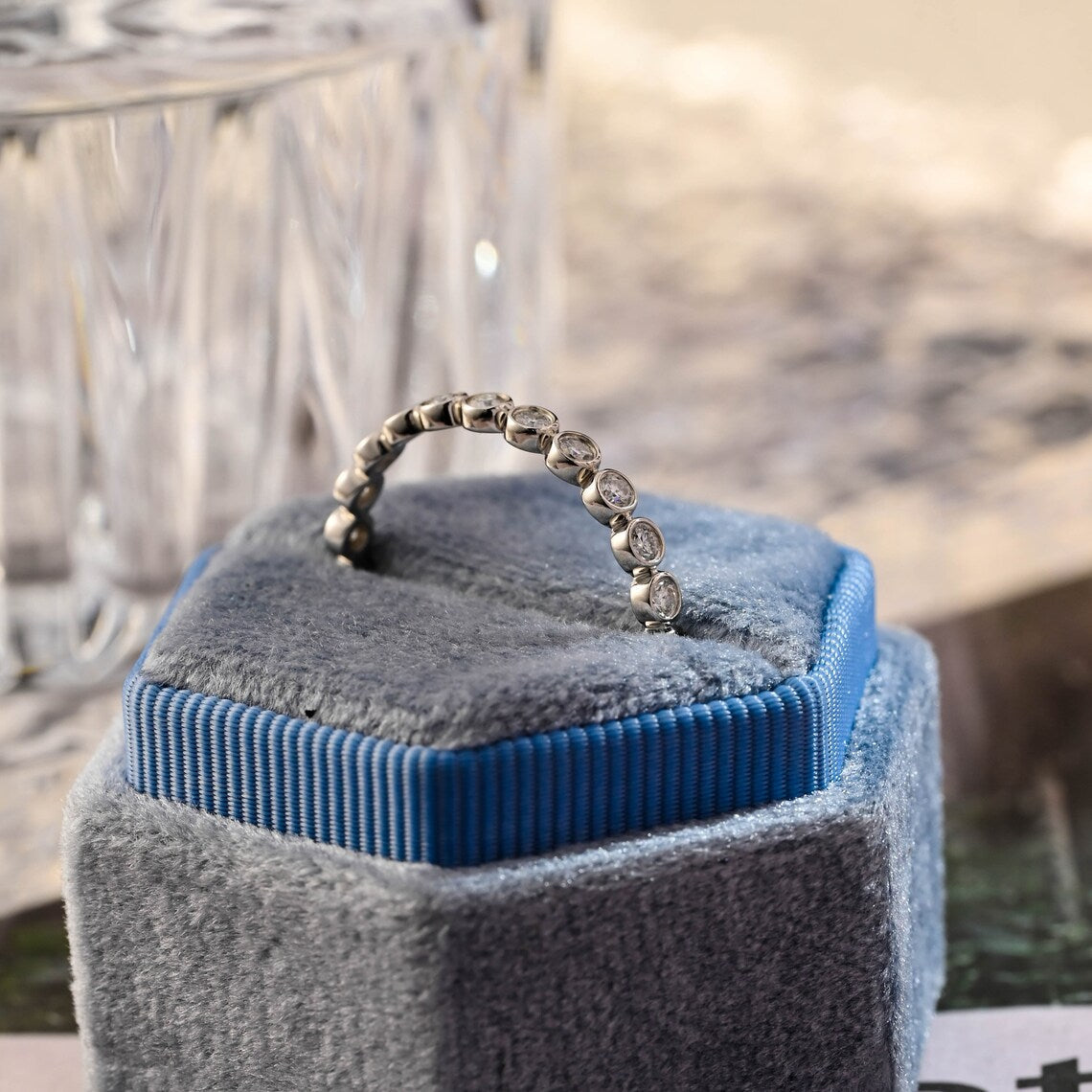 1.0 TCW Round CVD Diamond Bezel Wedding Band - Camila Brown