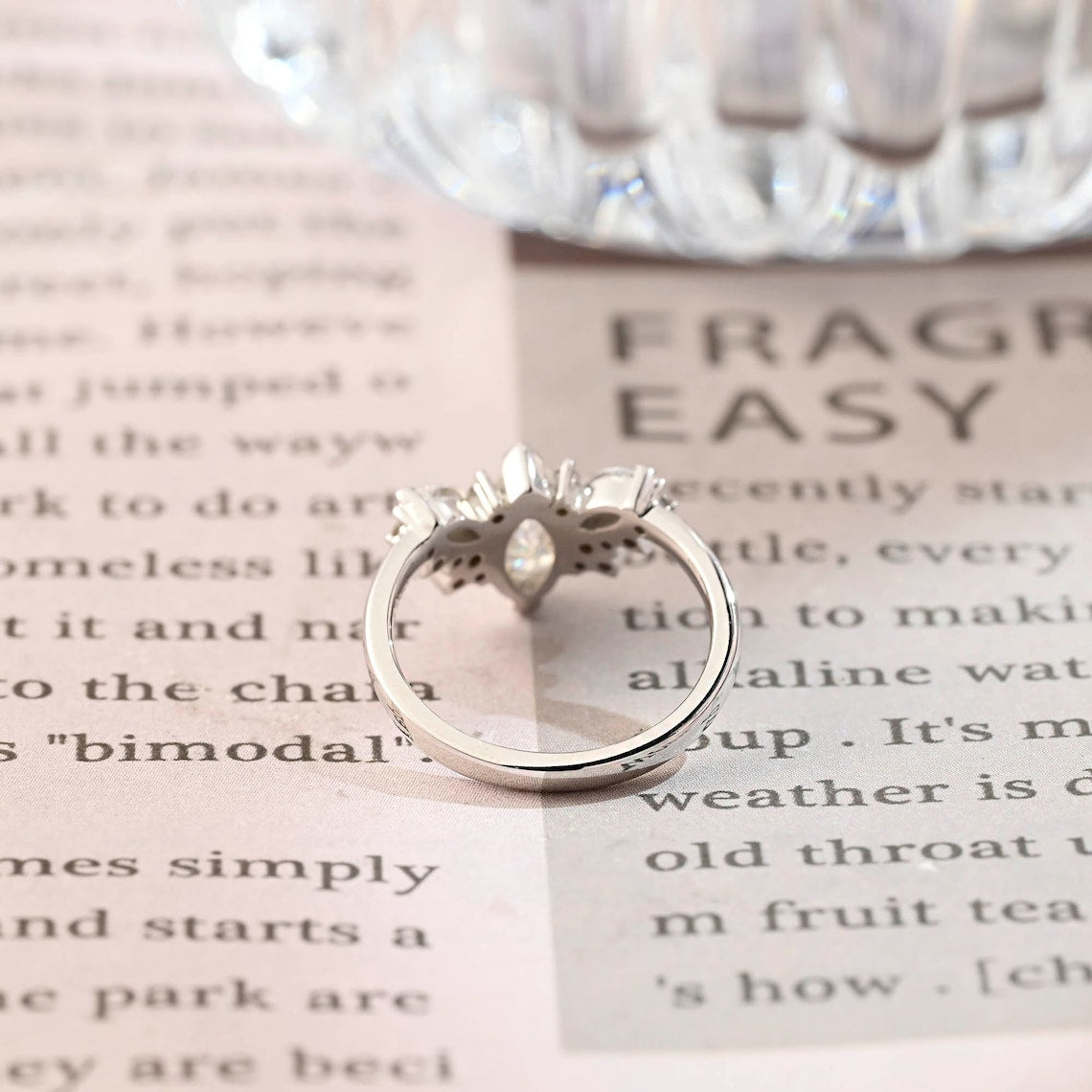 1.0 CT Marquise F/VS1 CVD Diamond Cluster Engagement Ring - Camila Brown