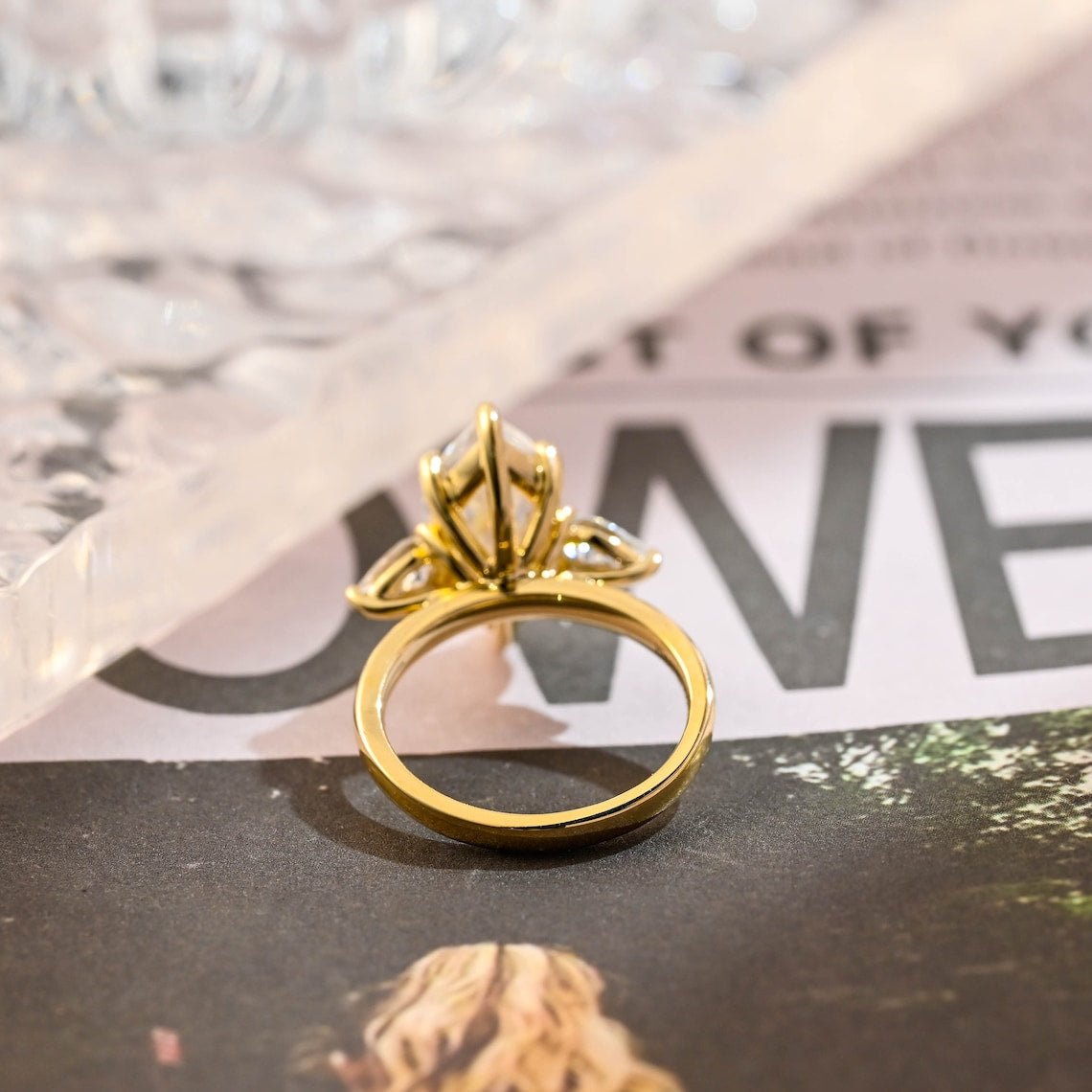 1.0 - 3.0 CT Marquise F/VS1 CVD Diamond Three Stone Style Engagement Ring - Camila Brown