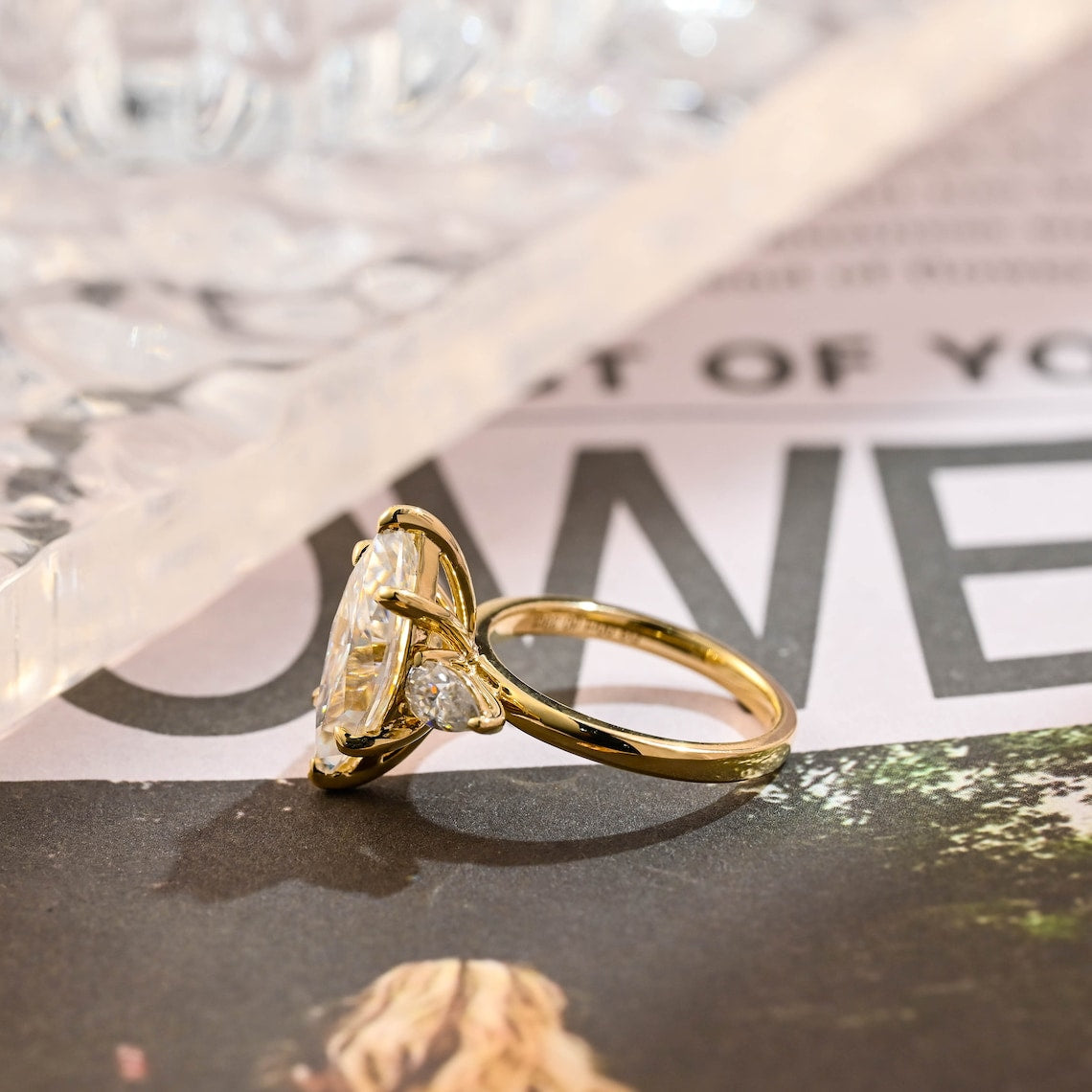 1.0 - 3.0 CT Marquise F/VS1 CVD Diamond Three Stone Style Engagement Ring - Camila Brown