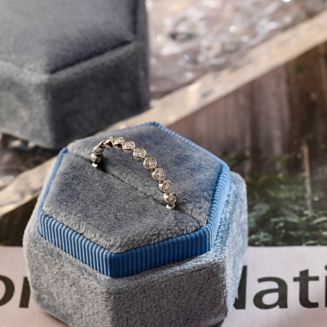 1.0 TCW Round CVD Diamond Bezel Wedding Band - Camila Brown