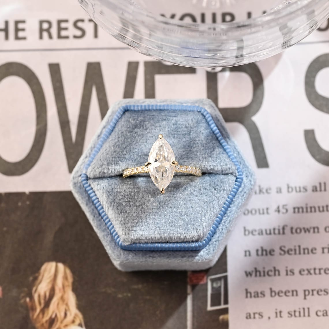 1.0 - 3.0 CT Marquise F/VS1 CVD Diamond Pave Setting Engagement Ring - Camila Brown