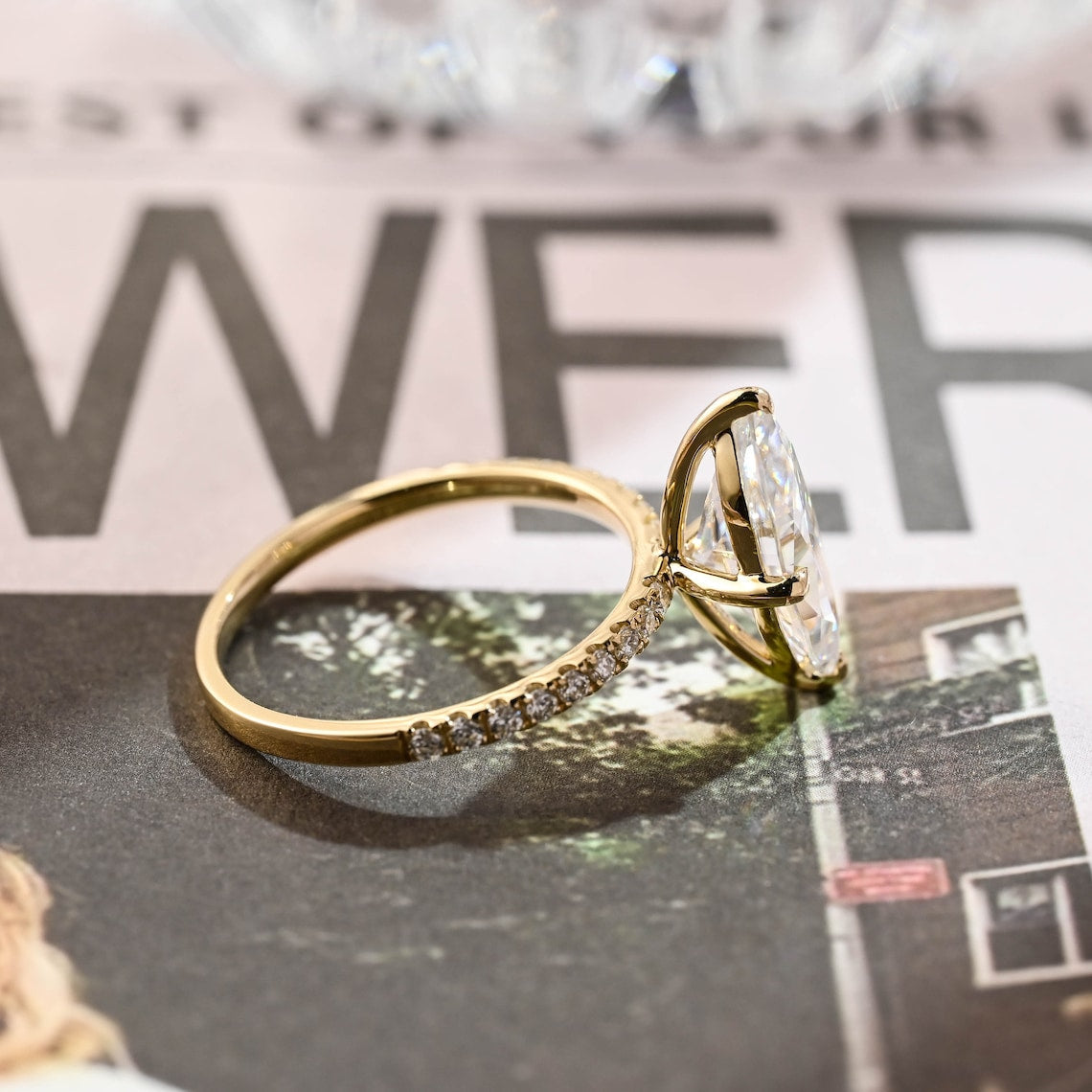 1.0 - 3.0 CT Marquise F/VS1 CVD Diamond Pave Setting Engagement Ring - Camila Brown