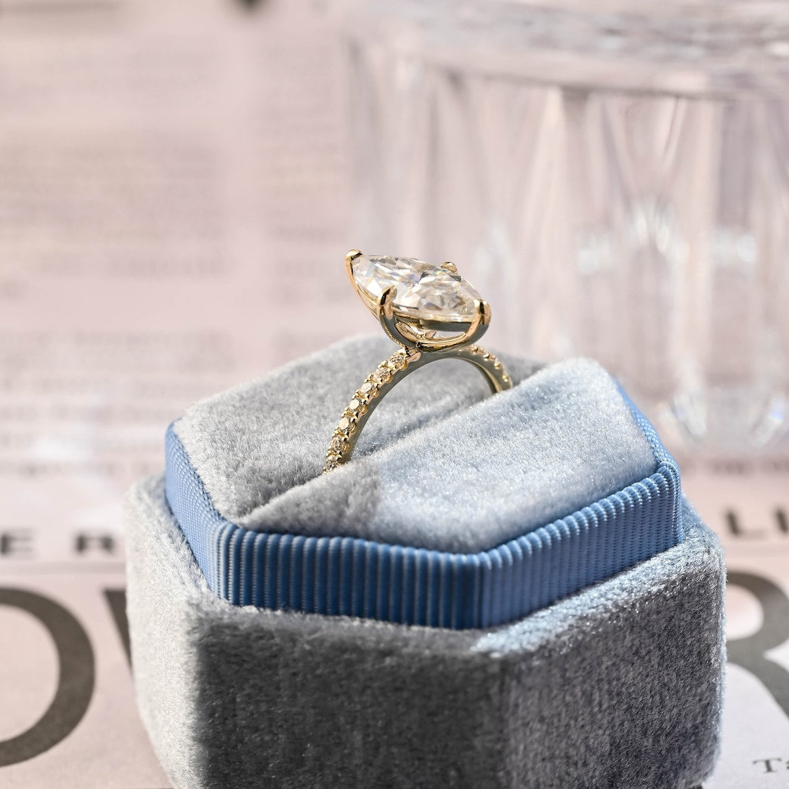 1.0 - 3.0 CT Marquise F/VS1 CVD Diamond Pave Setting Engagement Ring - Camila Brown