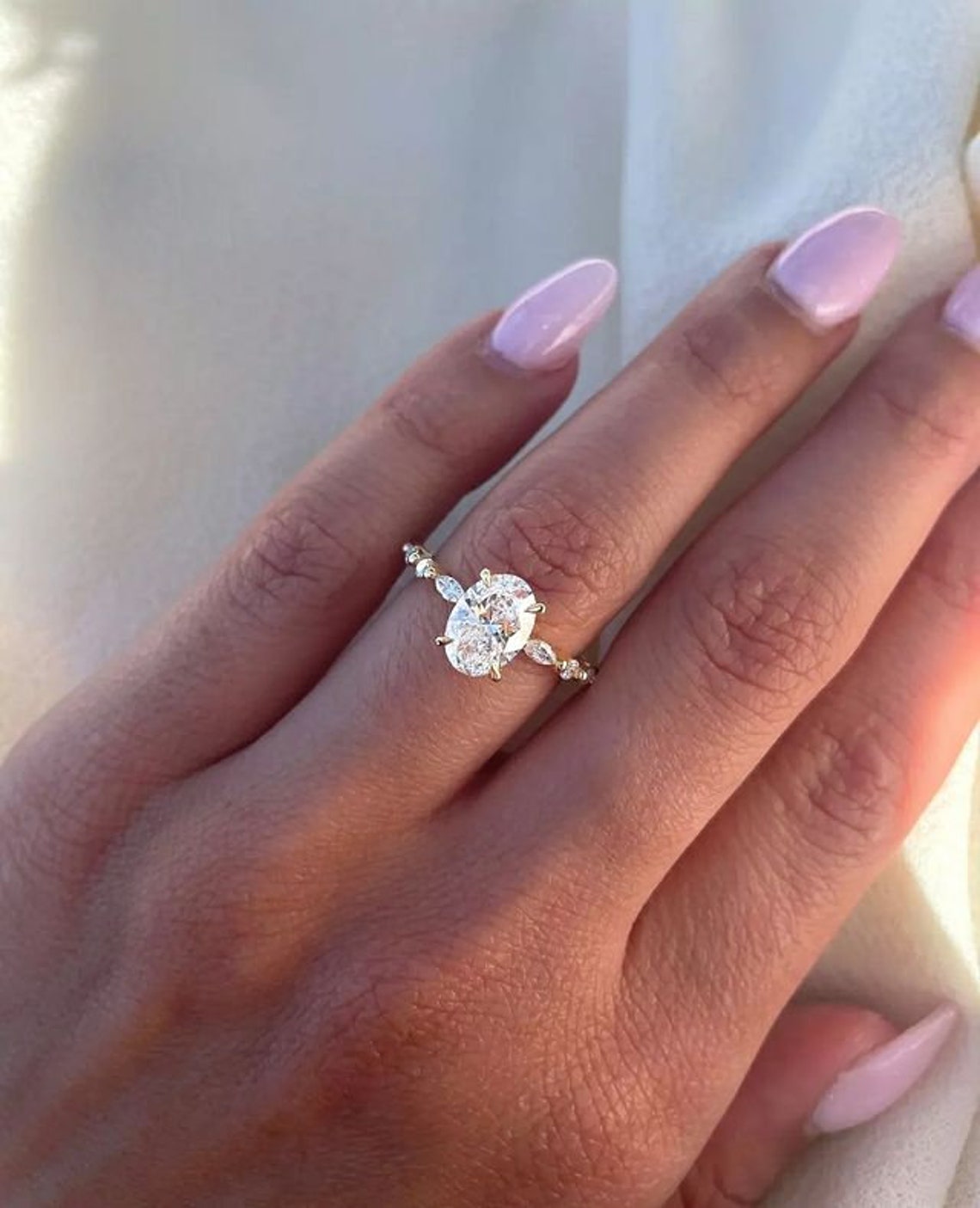 1.50 CT Oval F/VVS2 CVD Diamond Pave Setting Engagement Ring - Camila Brown
