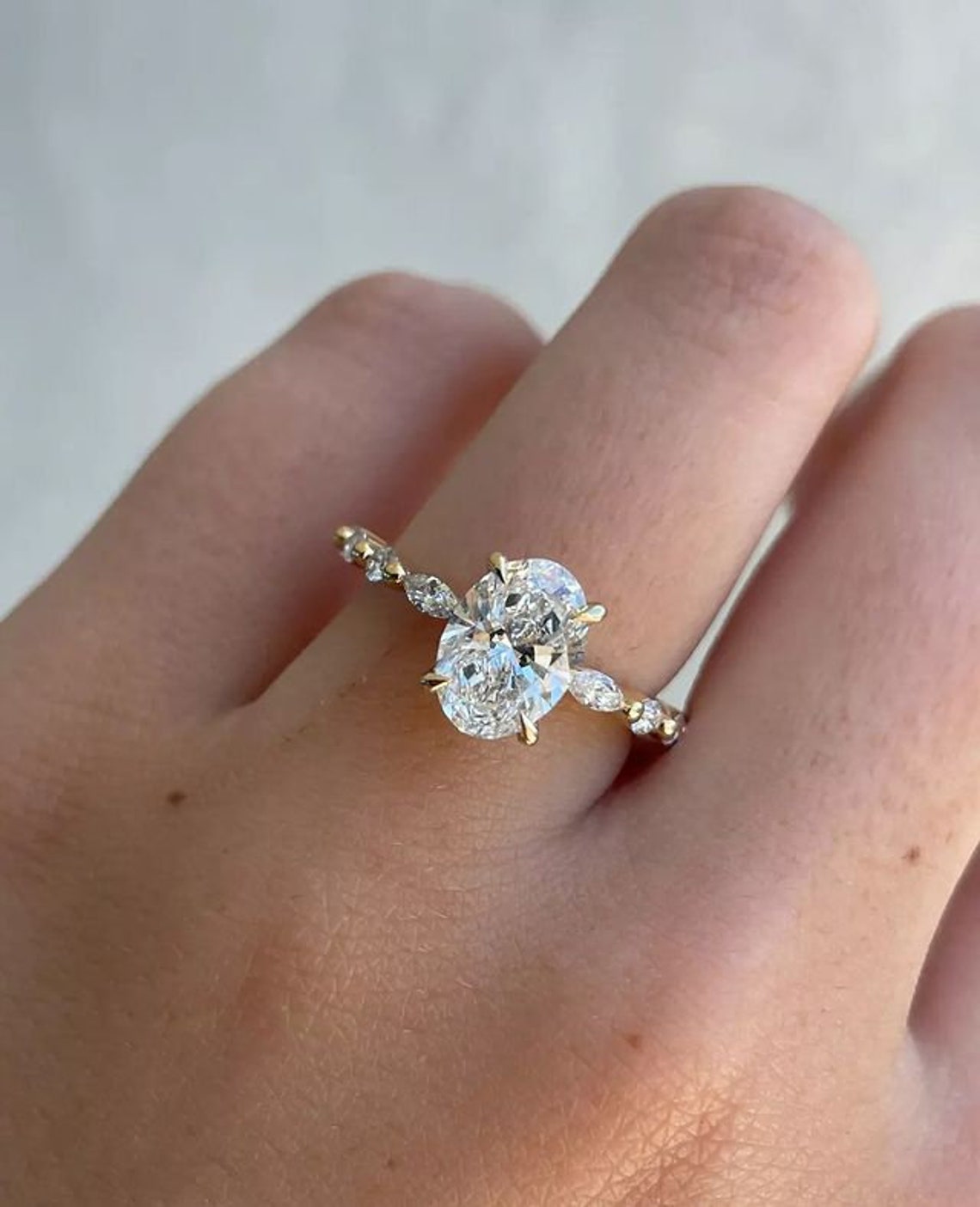 1.50 CT Oval F/VVS2 CVD Diamond Pave Setting Engagement Ring - Camila Brown