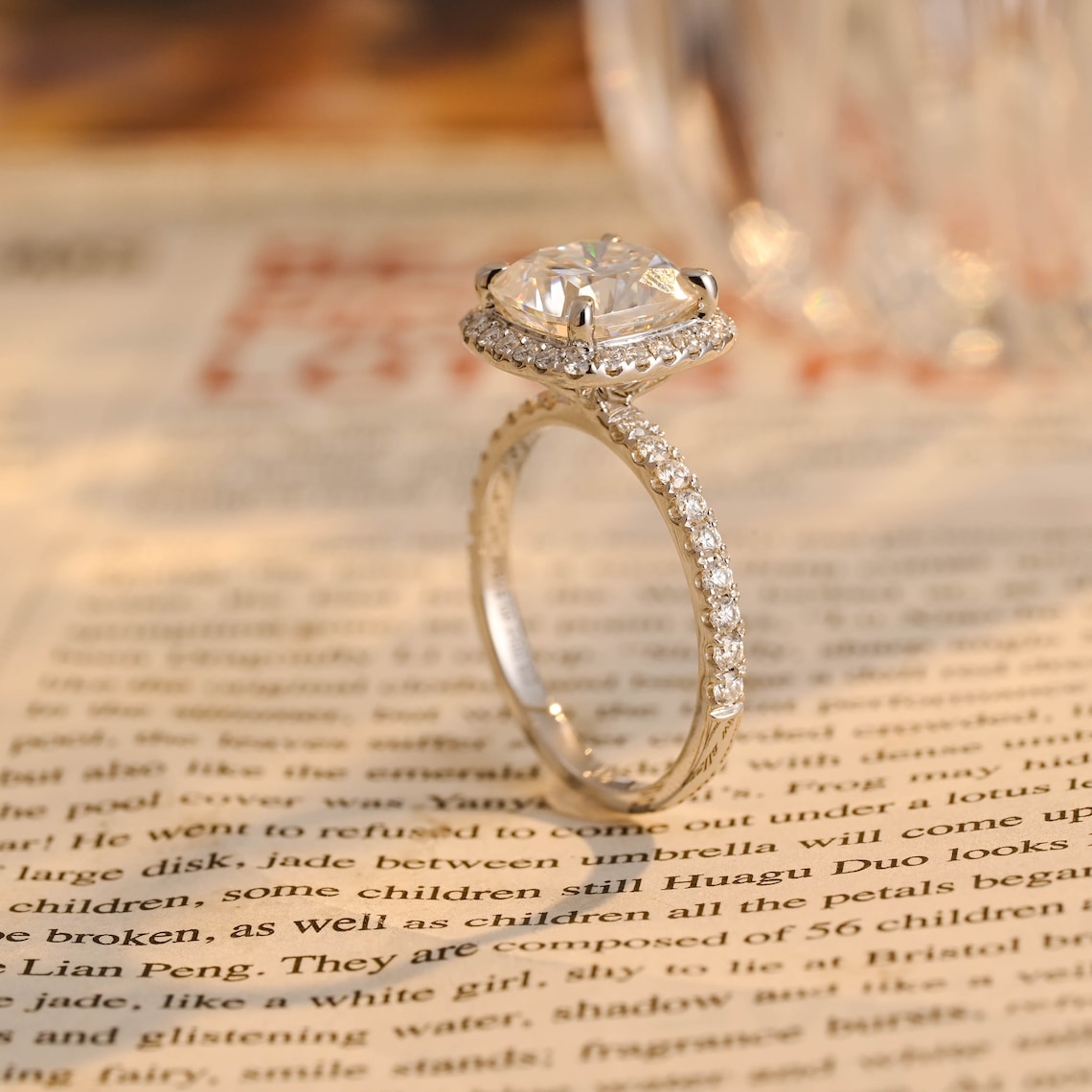 1.50 - 3.50 CT Cushion F/VS1 CVD Diamond Halo Pave setting Engagement Ring - Camila Brown