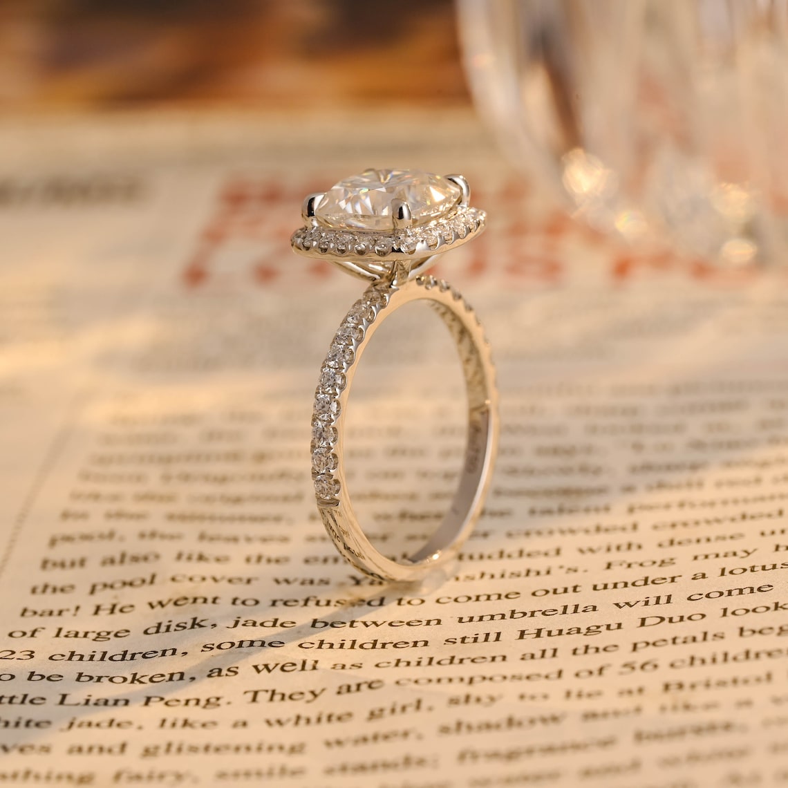 1.50 - 3.50 CT Cushion F/VS1 CVD Diamond Halo Pave setting Engagement Ring - Camila Brown