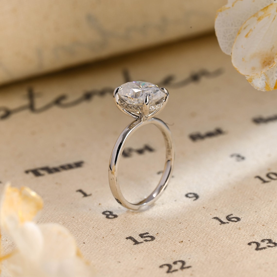 1.0 CT Oval F/VS1 CVD Diamond Hidden Halo Engagement Ring - Camila Brown