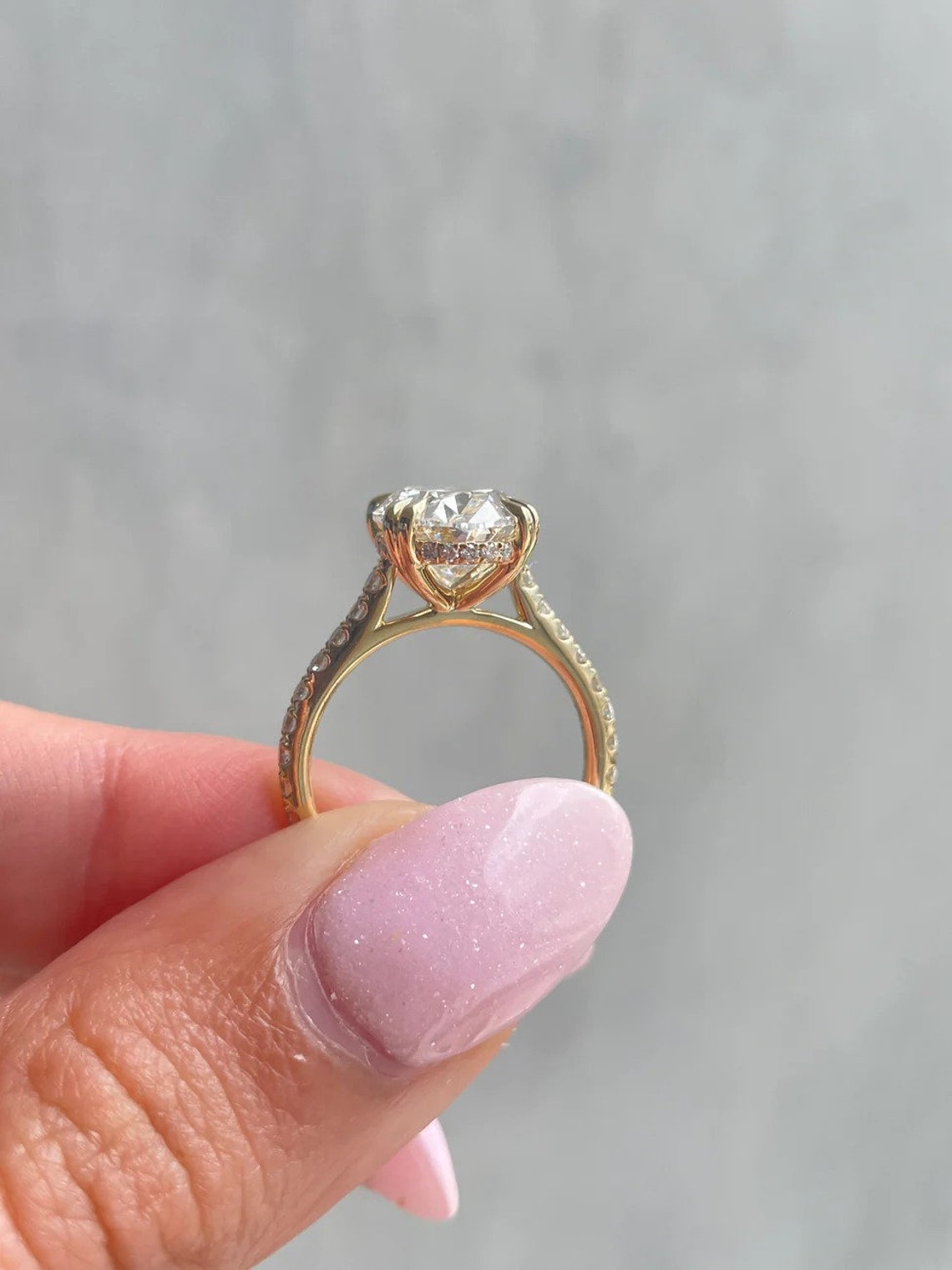1.0 CT-3.0 CT Oval F/VVS2 CVD Diamond Pave Setting Engagement Ring - Camila Brown