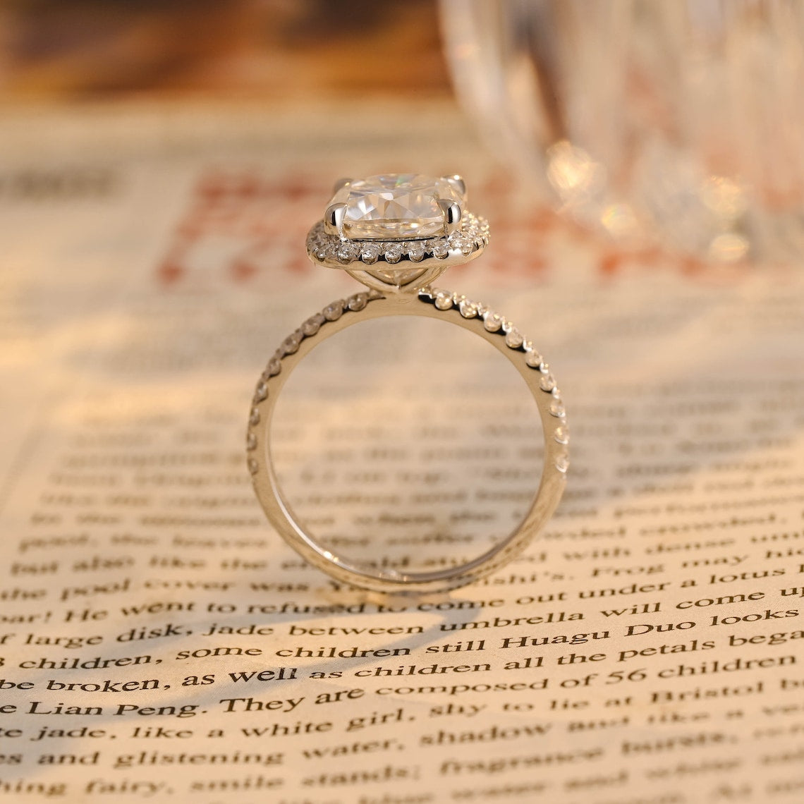 1.50 - 3.50 CT Cushion F/VS1 CVD Diamond Halo Pave setting Engagement Ring - Camila Brown