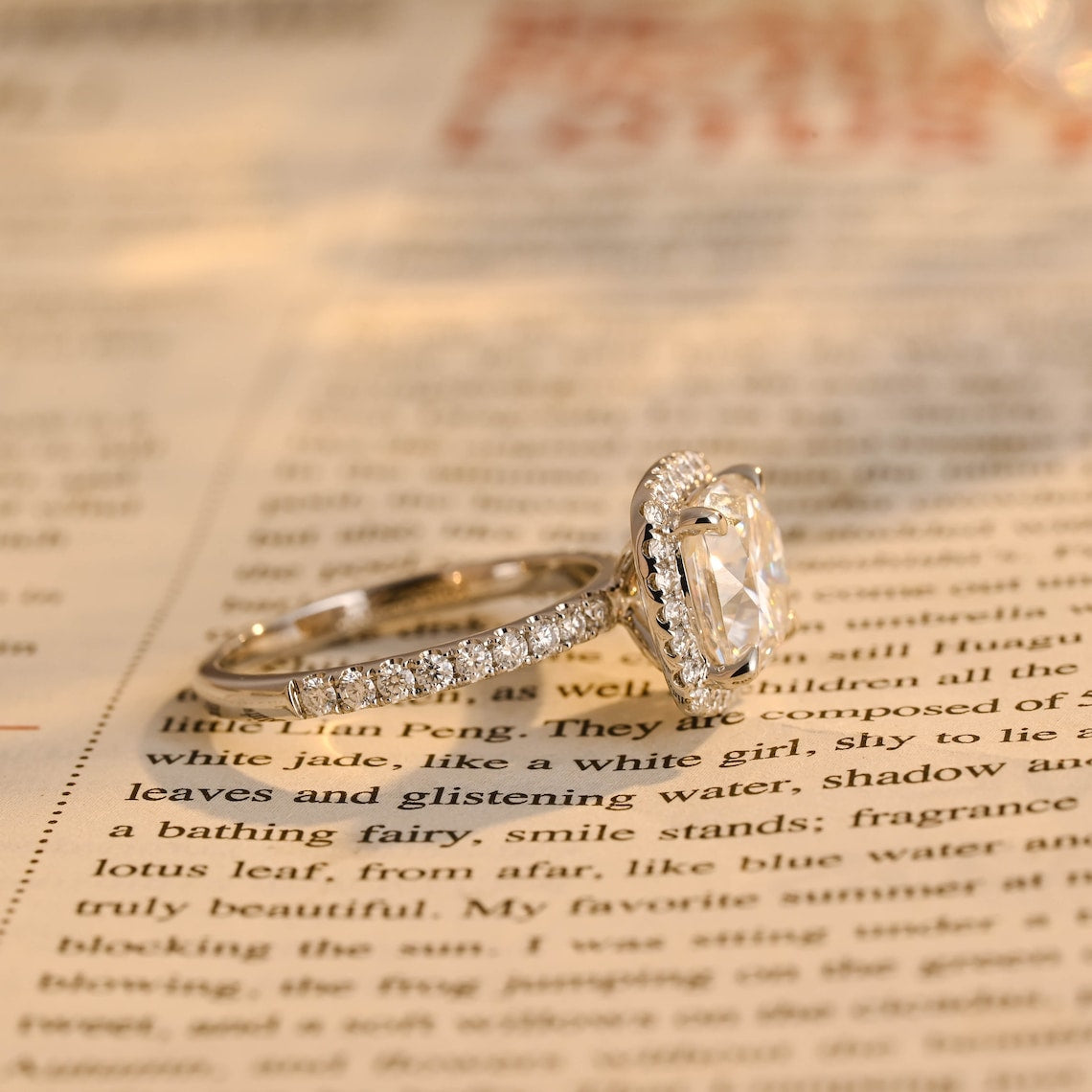 1.50 - 3.50 CT Cushion F/VS1 CVD Diamond Halo Pave setting Engagement Ring - Camila Brown
