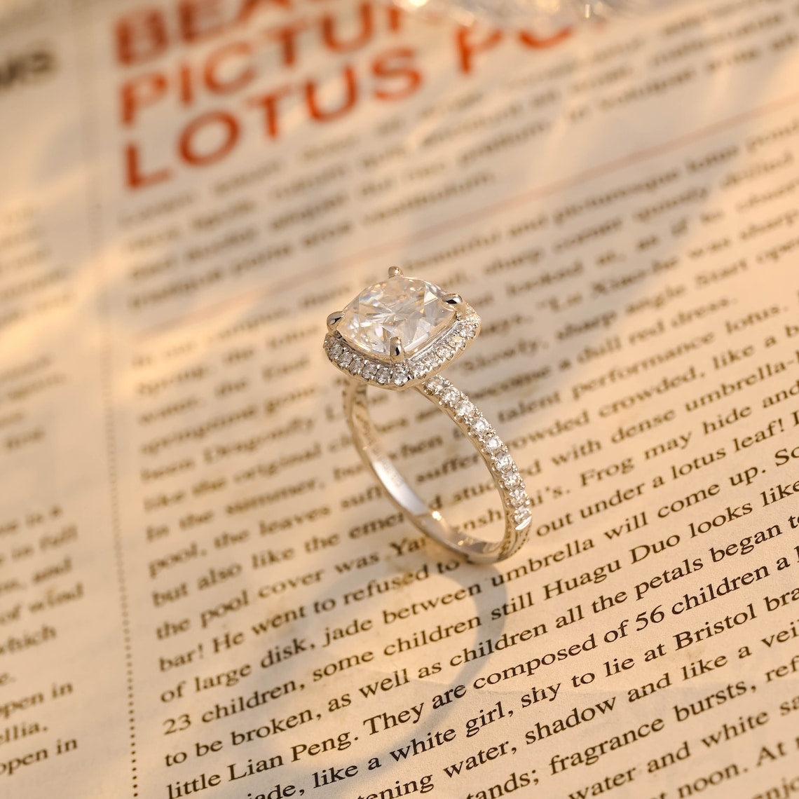 1.50 - 3.50 CT Cushion F/VS1 CVD Diamond Halo Pave setting Engagement Ring - Camila Brown