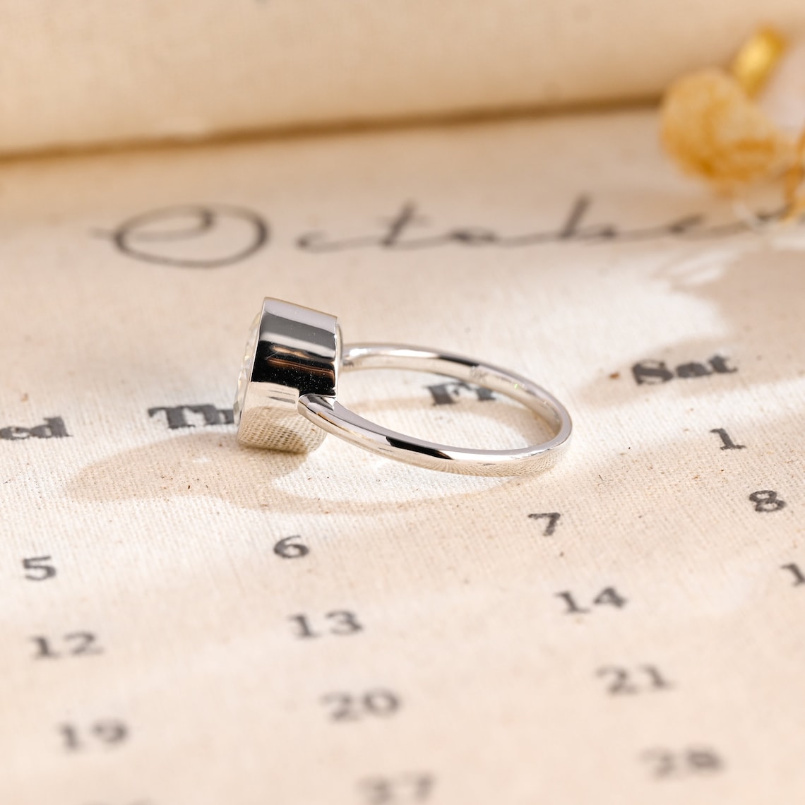 1.0 CT Oval F/VS1 CVD Diamond Bezel Solitaire Engagement Ring - Camila Brown