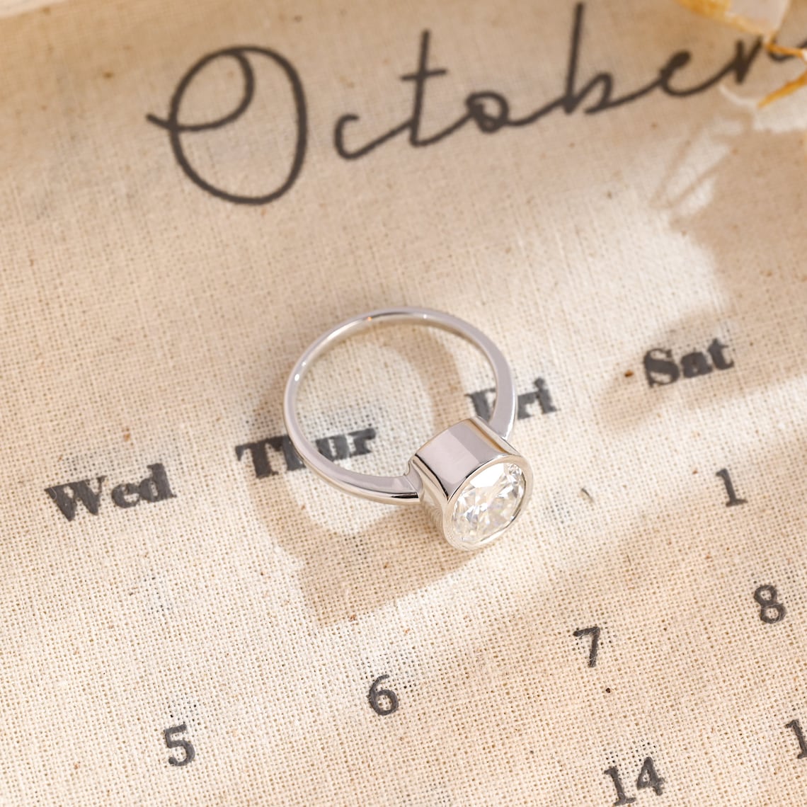 1.0 CT Oval F/VS1 CVD Diamond Bezel Solitaire Engagement Ring - Camila Brown