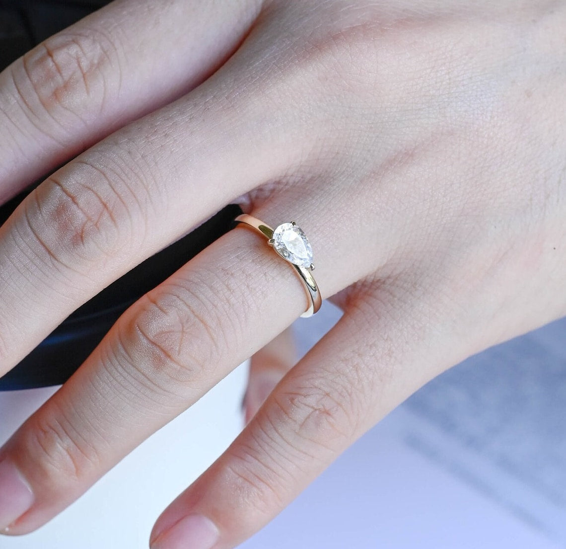 3.0 CT Pear F/VS1 CVD Diamond Solitaire Engagement Ring - Camila Brown