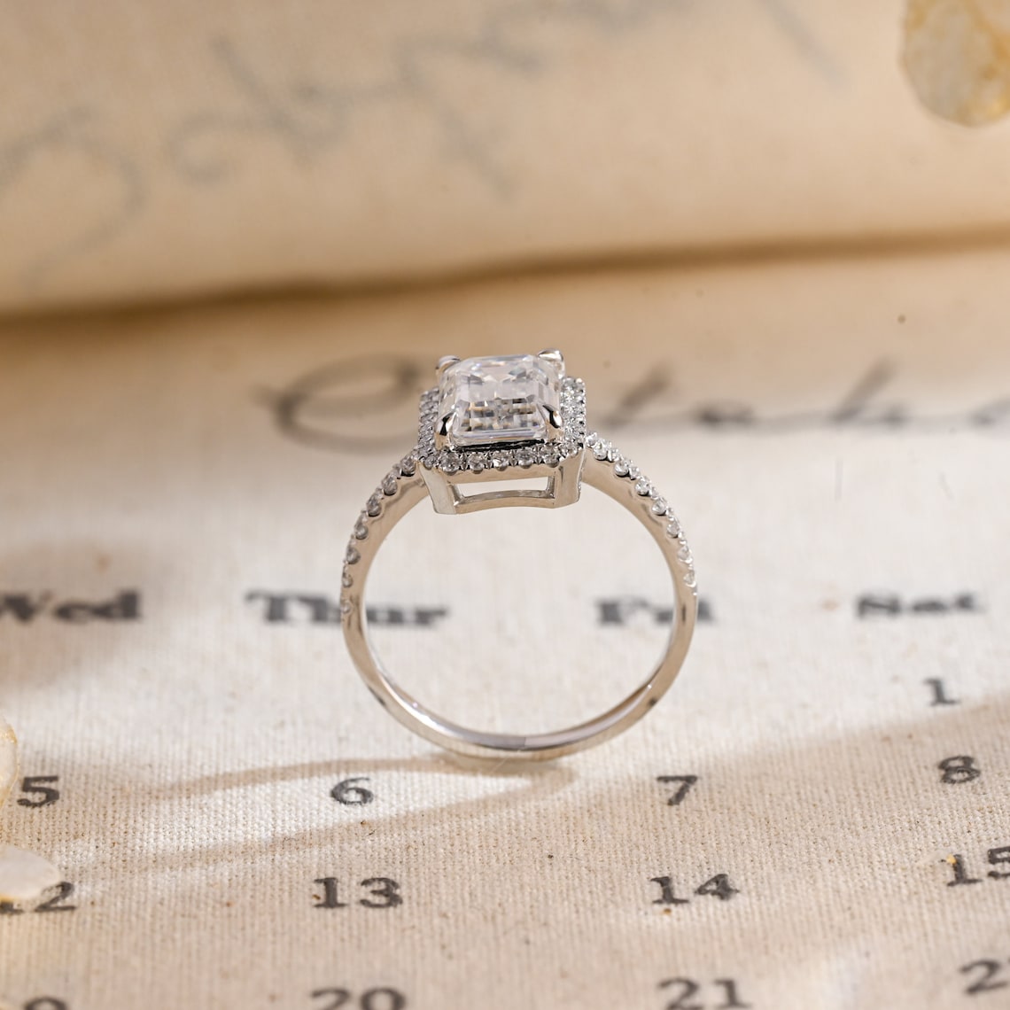 1.0-3.0 CT Emerald E/VS1 CVD Diamond Halo Pave setting Engagement Ring - Camila Brown