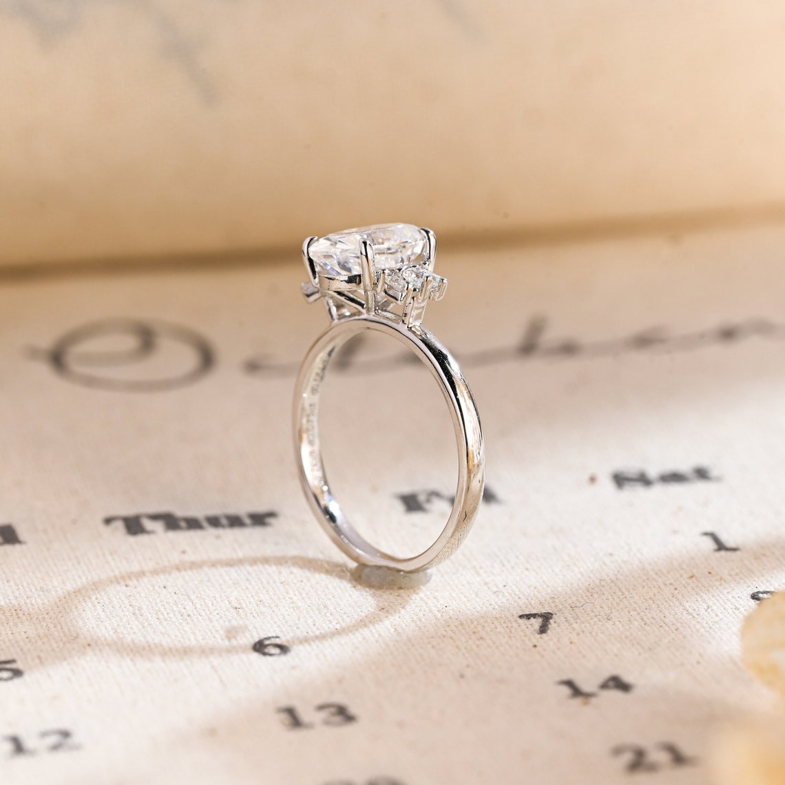 1.0 - 3.0 CT Oval F/VS1 CVD Diamond Cluster Engagement Ring - Camila Brown