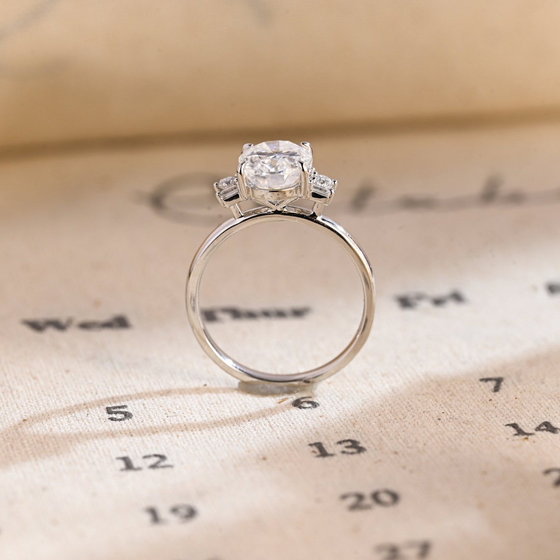 1.0 - 3.0 CT Oval F/VS1 CVD Diamond Cluster Engagement Ring - Camila Brown