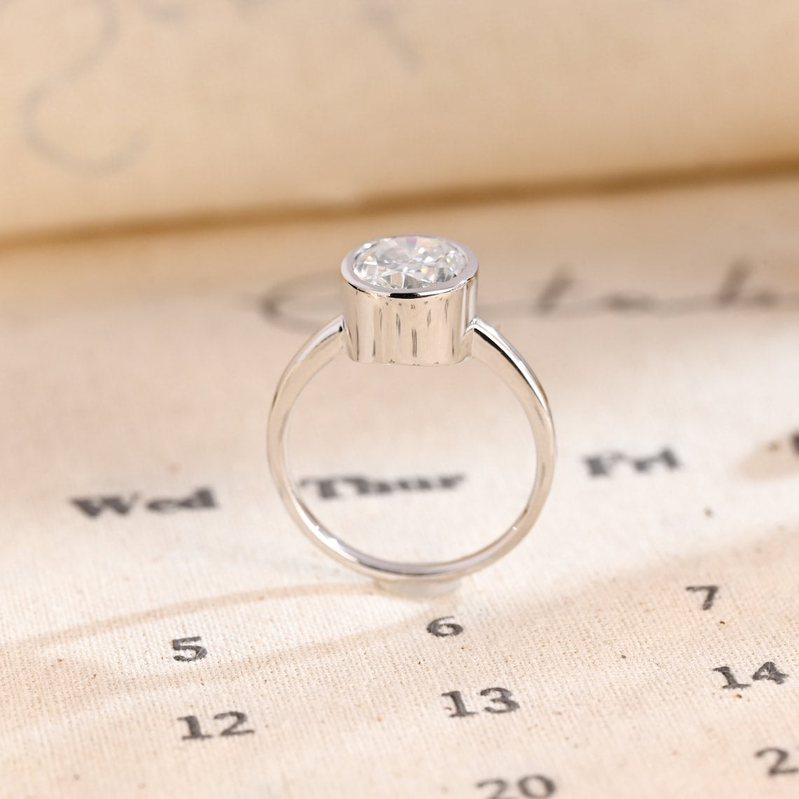 1.0 CT Oval F/VS1 CVD Diamond Bezel Solitaire Engagement Ring - Camila Brown