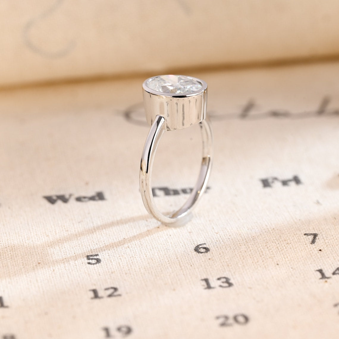 1.0 CT Oval F/VS1 CVD Diamond Bezel Solitaire Engagement Ring - Camila Brown