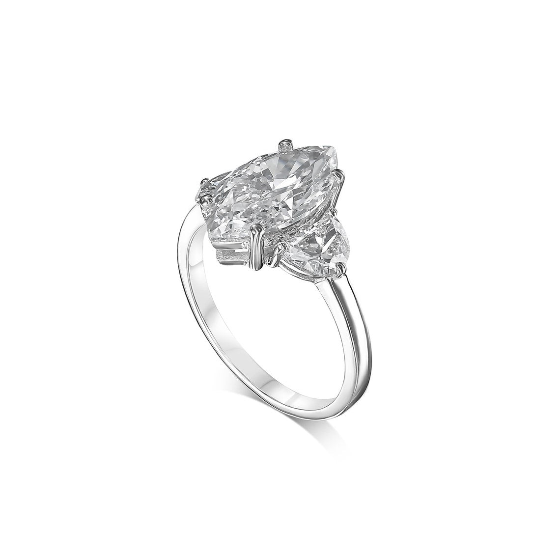 1.0-3.30 CT Marquise CVD Diamond Three Stones Engagement Ring - Camila Brown