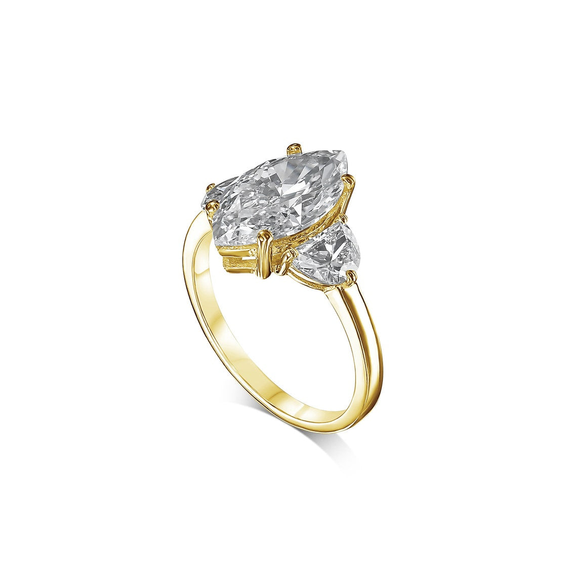 1.0-3.30 CT Marquise CVD Diamond Three Stones Engagement Ring - Camila Brown