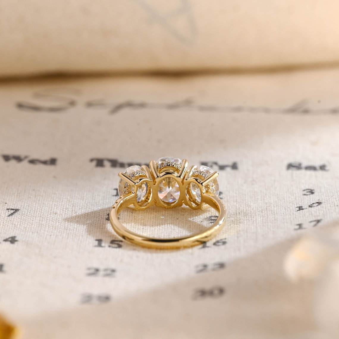1.0 - 3.0 CT Oval F/VS1 CVD Diamond Three Stone Style Engagement Ring - Camila Brown