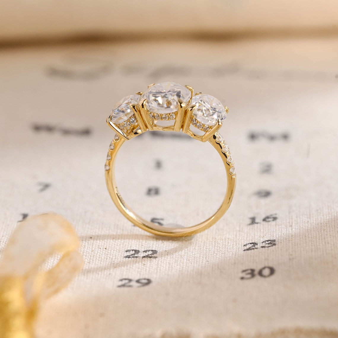 1.0 - 3.0 CT Oval F/VS1 CVD Diamond Three Stone Style Engagement Ring - Camila Brown