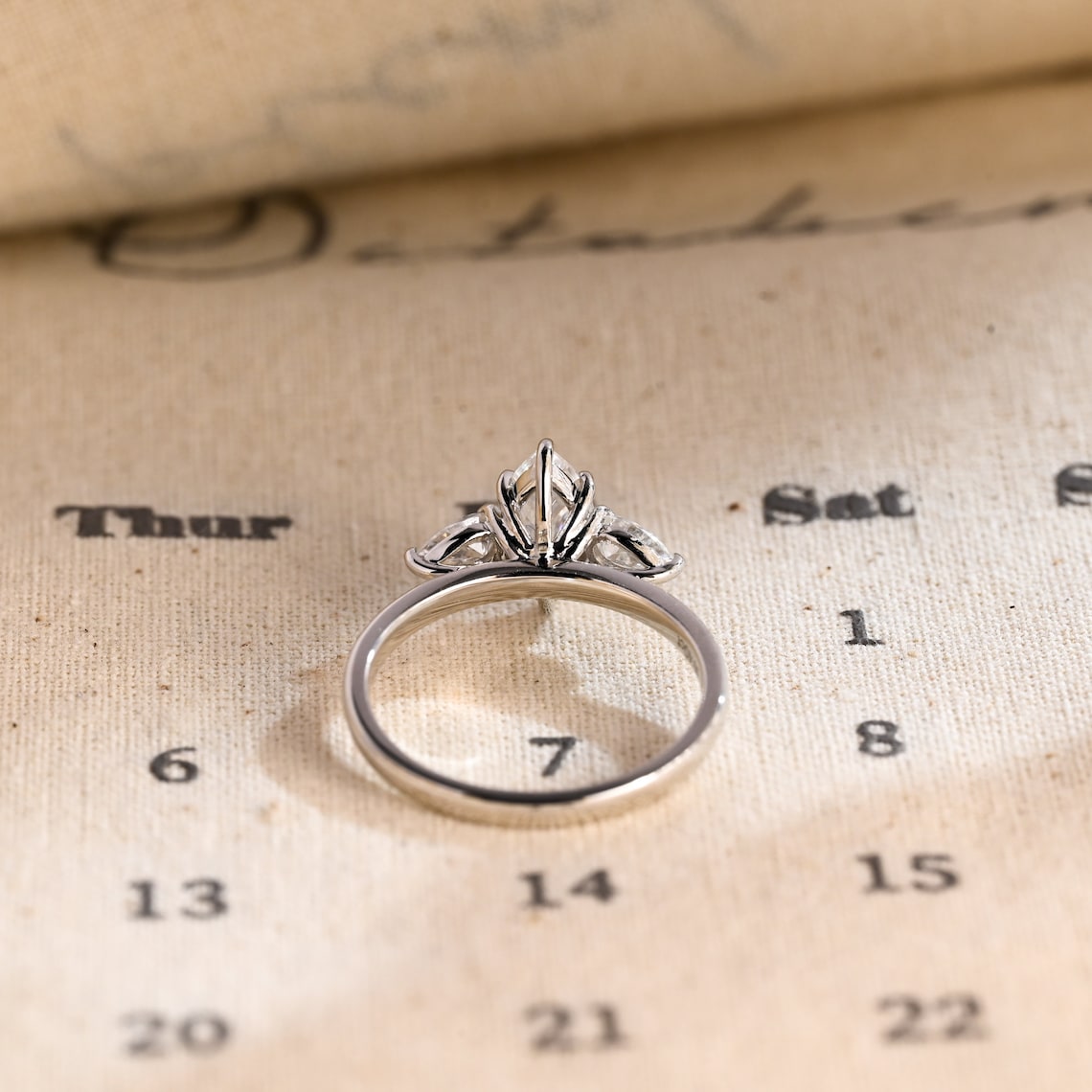 1.0 - 3.0 CT Marquise F/VS1 CVD Diamond Three Stone Style Engagement Ring - Camila Brown