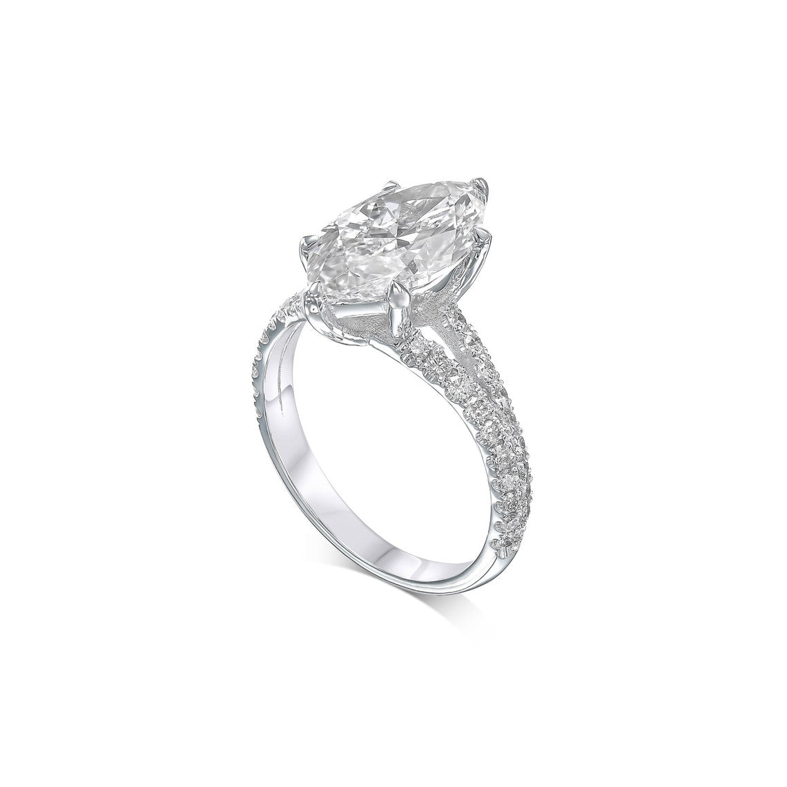 1.30 CT-3.30 CT Marquise F/VS1 CVD Diamond Split Shank Style Engagement Ring - Camila Brown