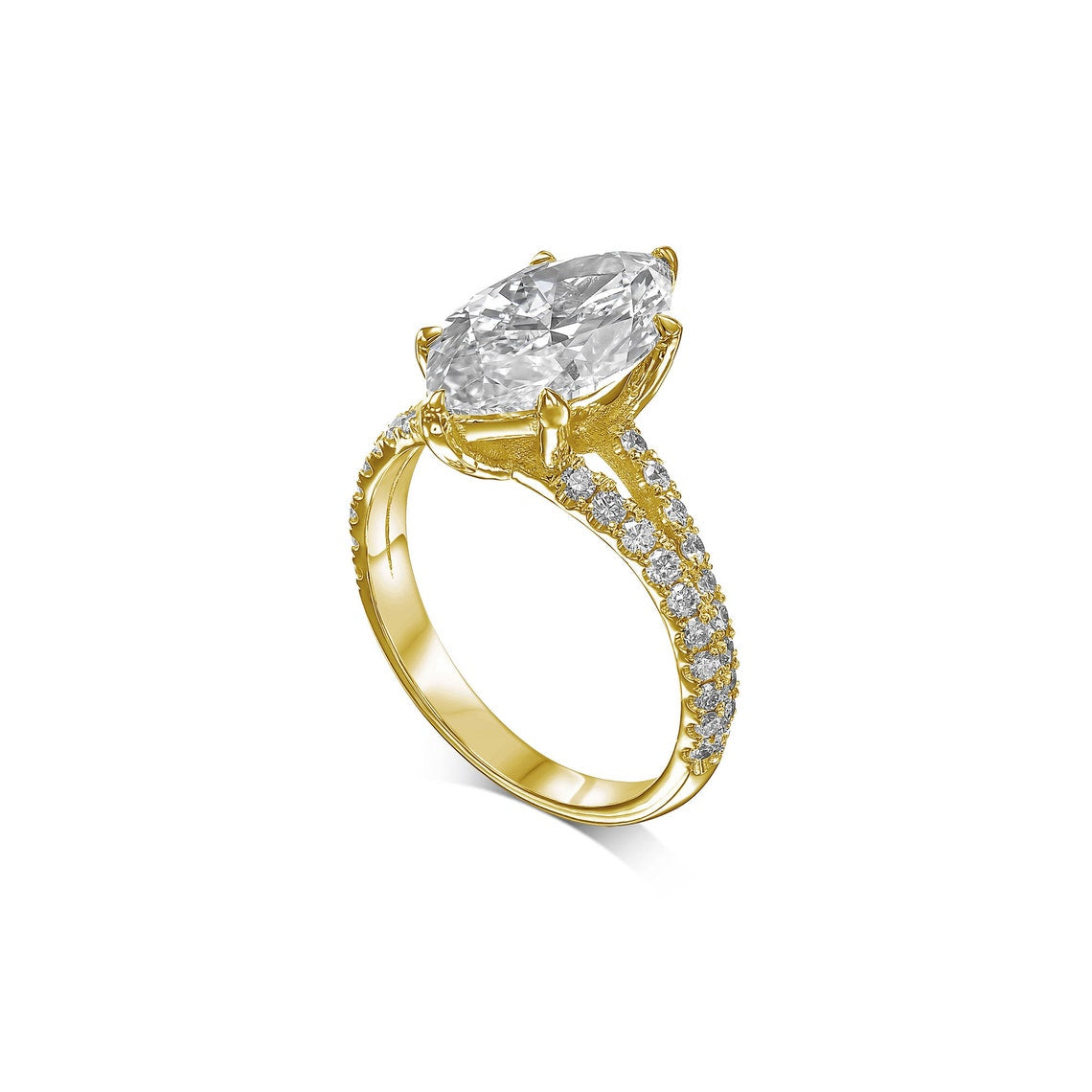 1.30 CT-3.30 CT Marquise F/VS1 CVD Diamond Split Shank Style Engagement Ring - Camila Brown