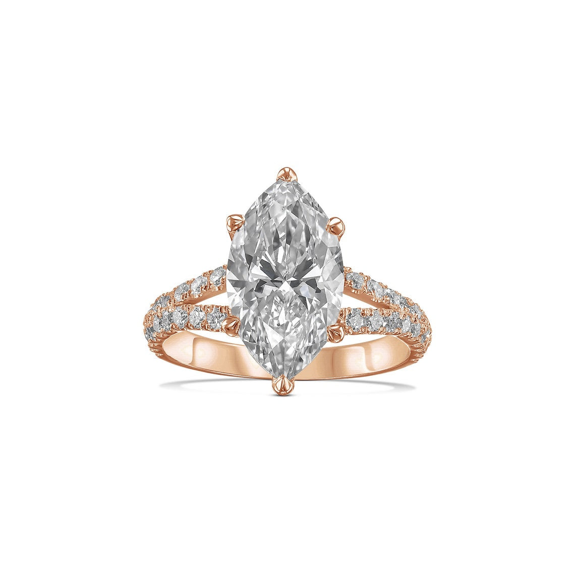 1.30 CT-3.30 CT Marquise F/VS1 CVD Diamond Split Shank Style Engagement Ring - Camila Brown