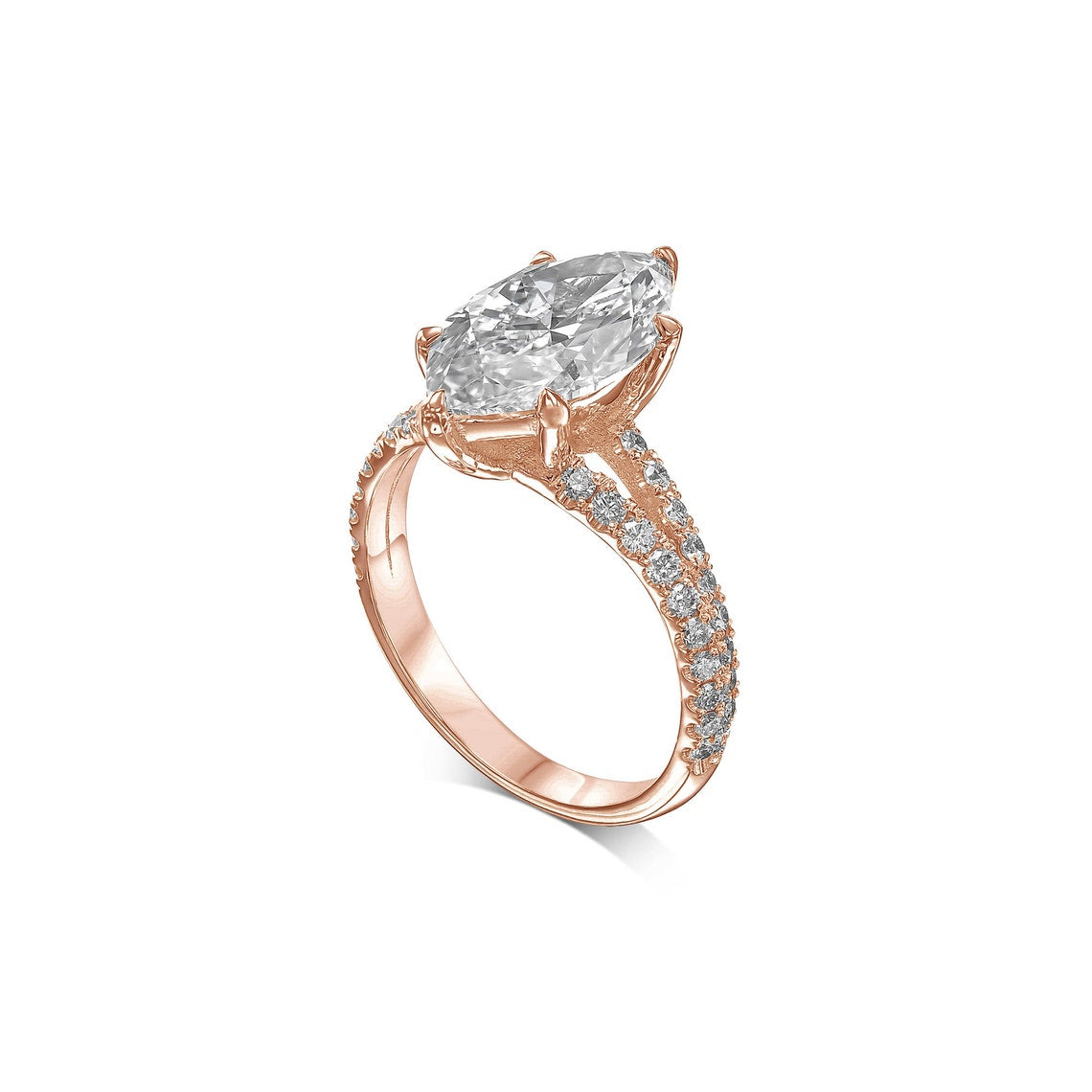 1.30 CT-3.30 CT Marquise F/VS1 CVD Diamond Split Shank Style Engagement Ring - Camila Brown