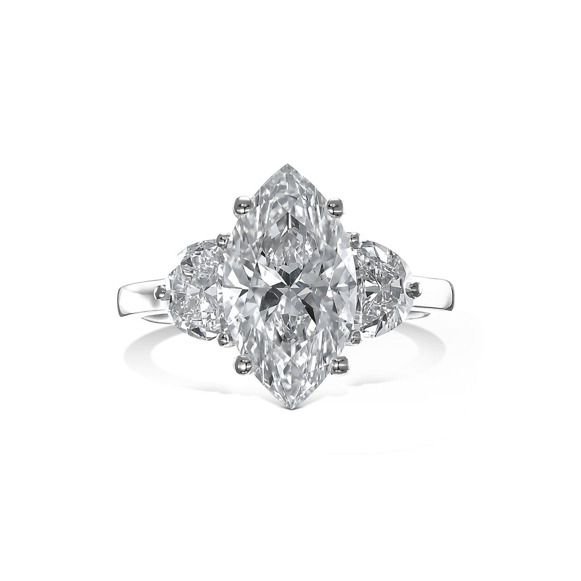 1.0-3.30 CT Marquise CVD Diamond Three Stones Engagement Ring - Camila Brown