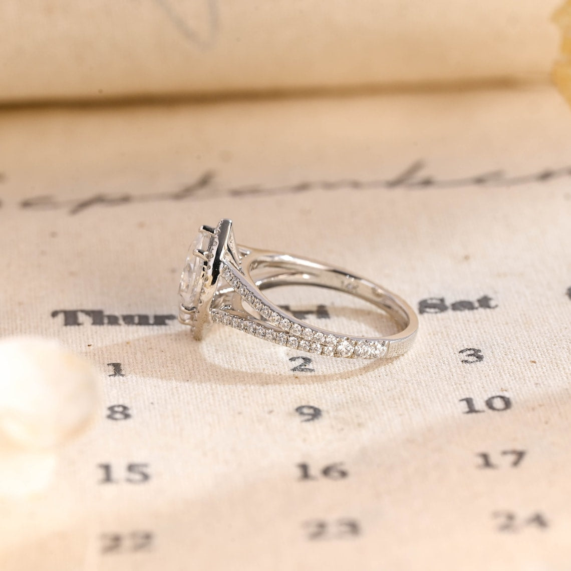 1.0 CT Marquise F/VS1 CVD Diamond Split Shank Style Engagement Ring - Camila Brown