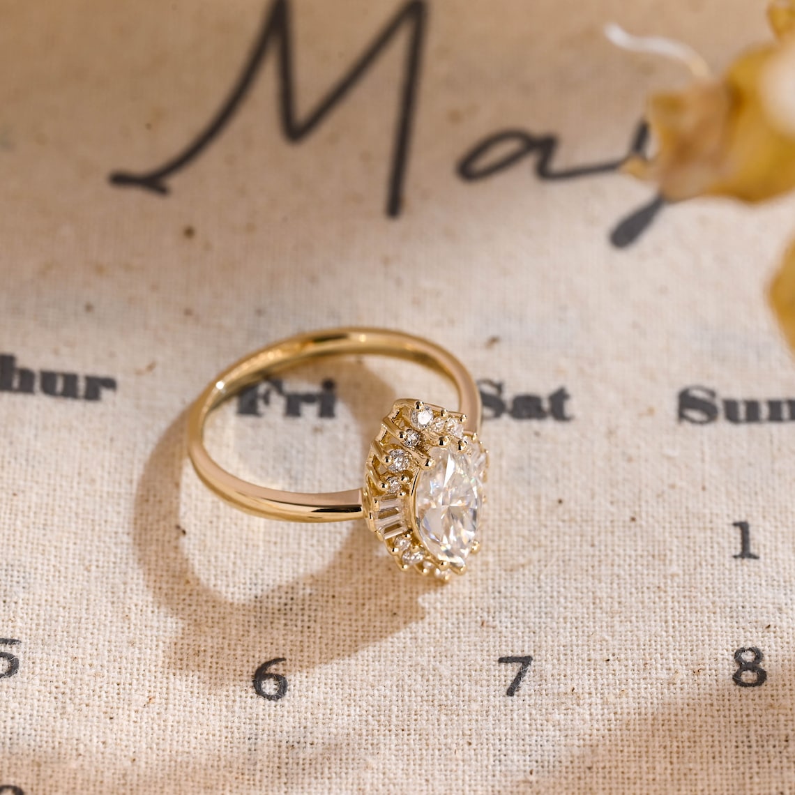 1.0 CT Marquise F/VS1 CVD Diamond Halo Solitaire Engagement Ring - Camila Brown