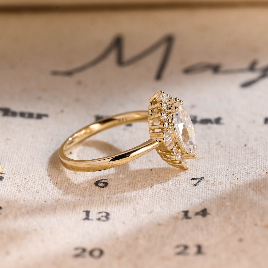 1.0 CT Marquise F/VS1 CVD Diamond Halo Solitaire Engagement Ring - Camila Brown