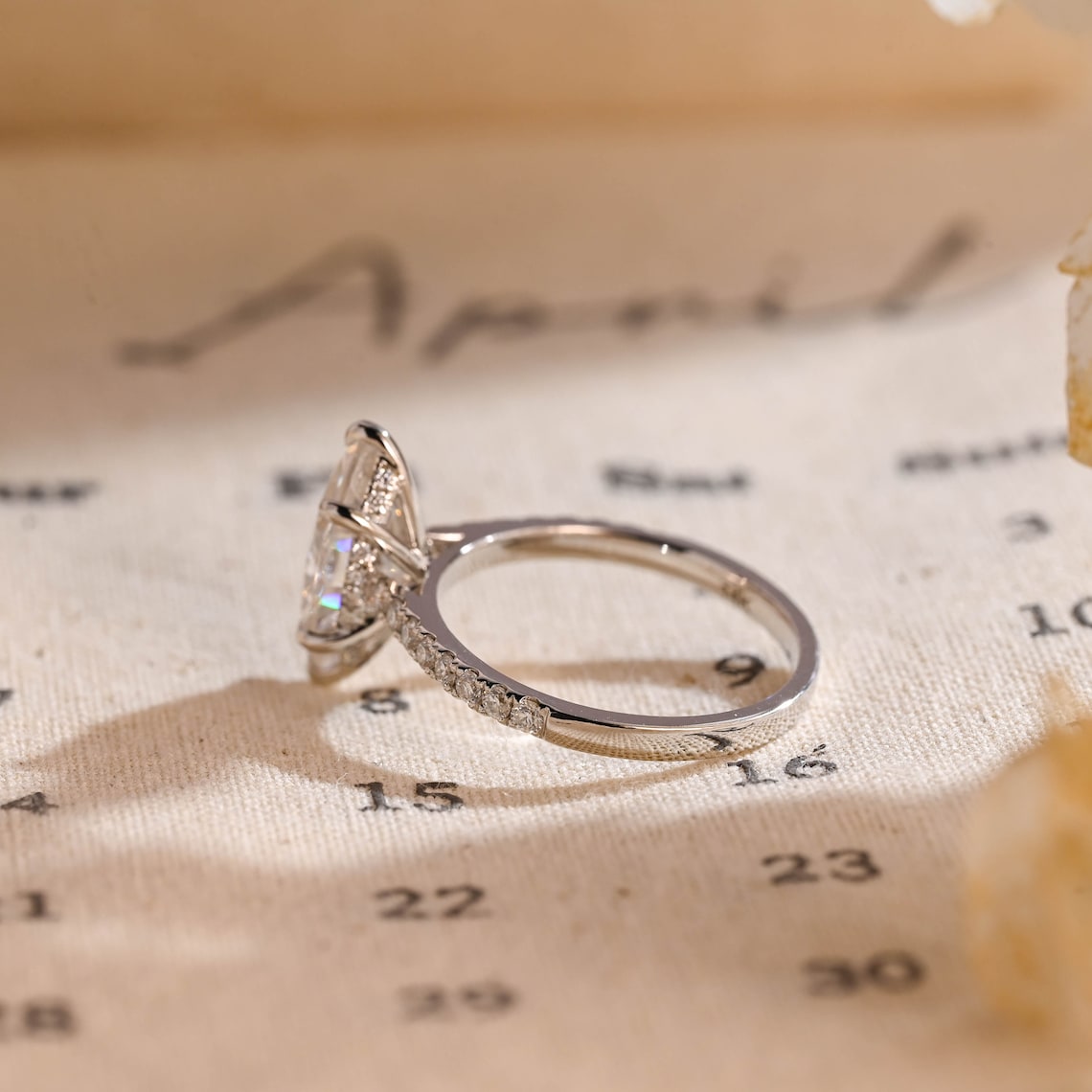 1.0 - 3.0 CT Marquise F/VS1 CVD Diamond Hidden Halo Pave Seeting Engagement Ring - Camila Brown